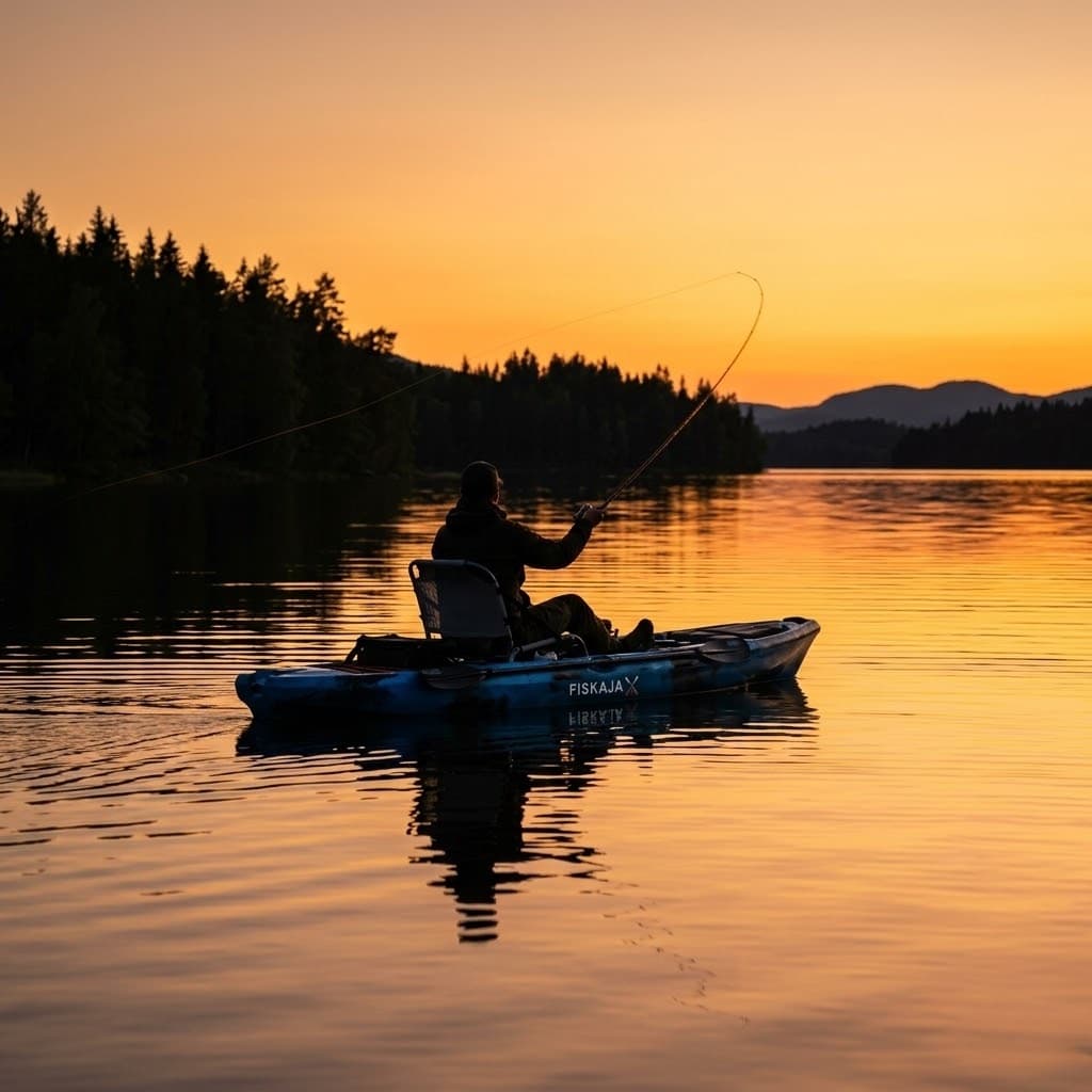 FiskajaX kayak sunset fly casting